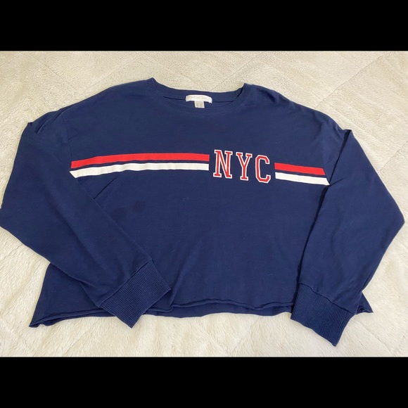 Blue Cropped sweatshirt - Picture 2 of 3